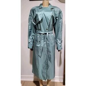 BRITISH MIST Belted Raincoat/Trench Green - Womens Size 10 Trench Coat NEW #W7